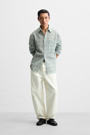 CAMISA JACQUARD RELIEVE - Verde de Zara - Imagen 0