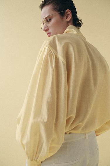 ZW COLLECTION SATIN SHIRT WITH TIES - Yellow by Zara - Image 2