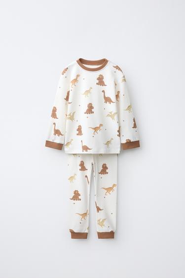 1.5-6 YEARS/ DINOSAUR PRINT PYJAMAS - camel by Zara