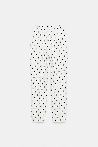 PANTALON TAILLE HAUTE À POIS - Blanc / Noir de Zara - Image 8