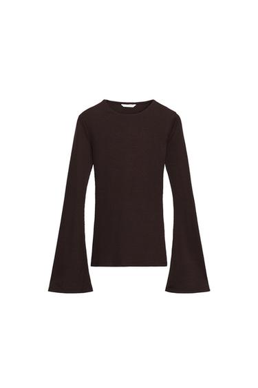 Zara EVASÉ LONG SLEEVE SHIRT - Chocolate