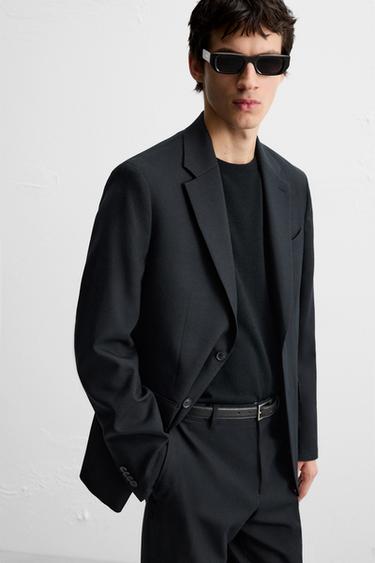 Zara WOOL SUIT BLAZER - Navy blue