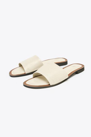 SOFT LEATHER SLIDES - White by Zara - Image 2