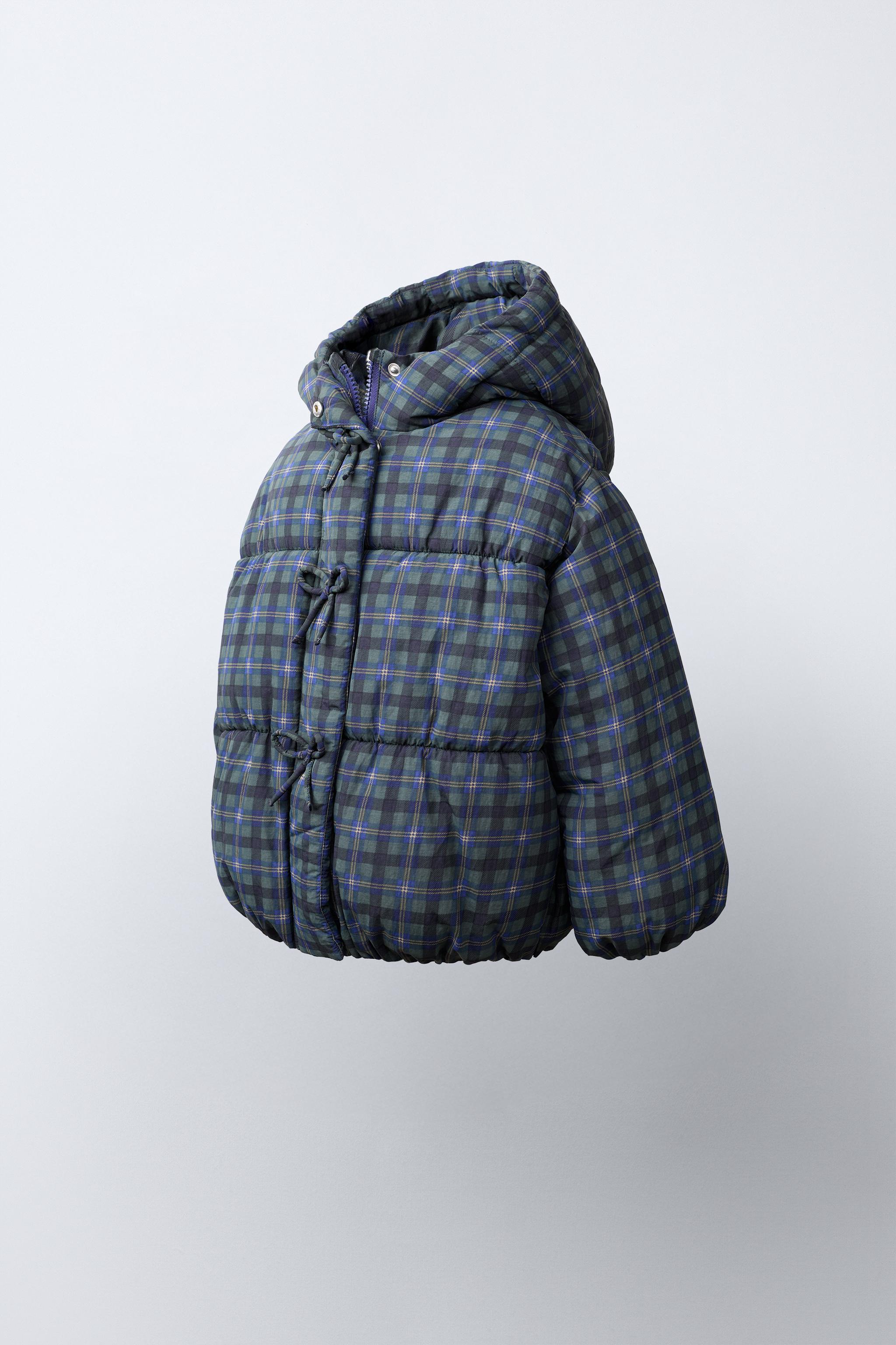 QUILTED WATER-REPELLENT PLAID RIBBON COAT