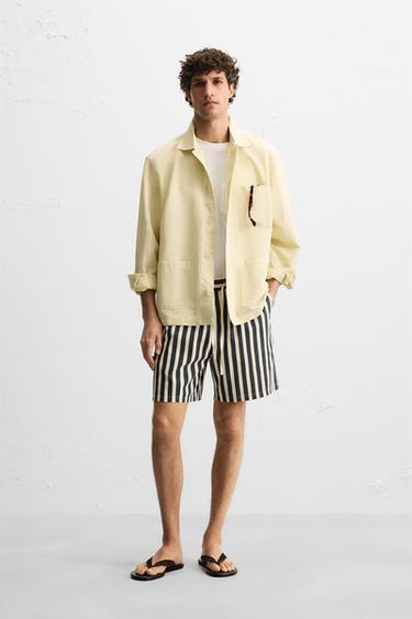 Zara JACQUARD TEXTURED SHORTS - Dark gray - Image 0