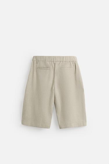 PLEATED WIDE-LEG BERMUDA SHORTS - Light beige by Zara - Image 7