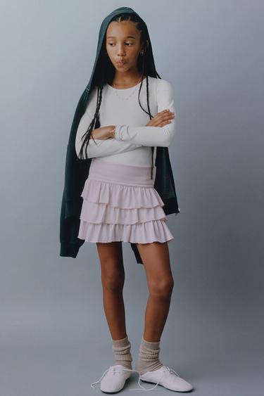 RUFFLED FOLD-OVER WAIST SKORT - Pastel pink by Zara