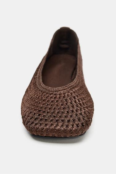 BRAIDED BALLET FLATS - Brown by Zara - Image 3