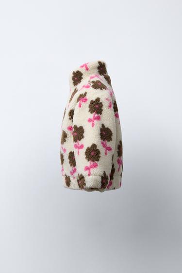 VESTE EFFET MOUTON À FLEURS - Écru de Zara - Image 2