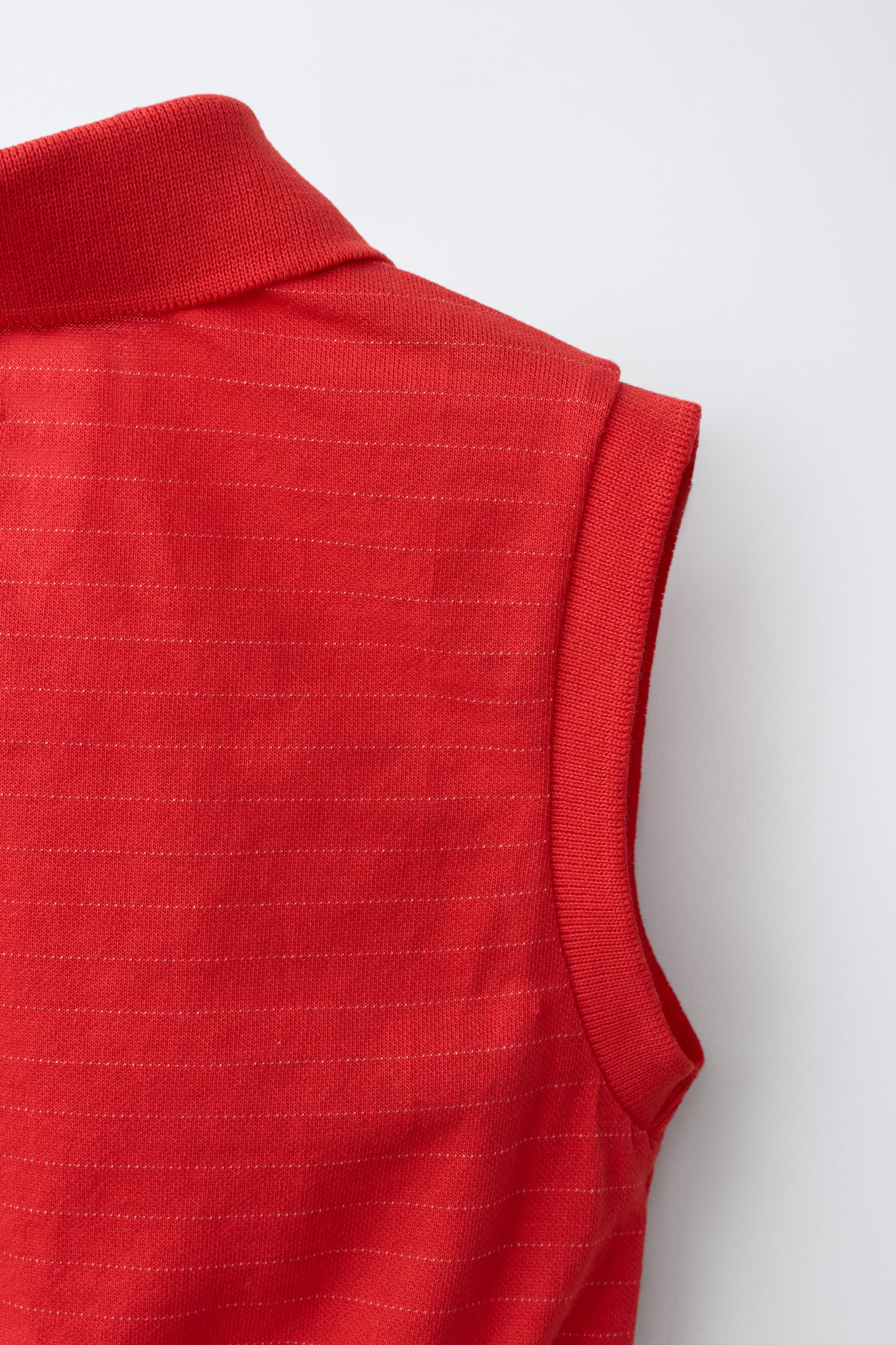 STRIPED CROPPED POLO SHIRT