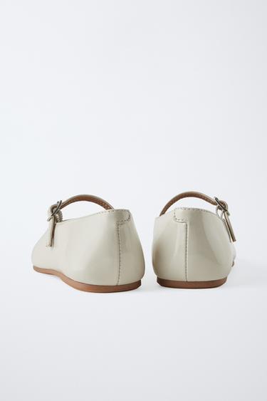 FAUX PATENT BALLET FLATS - Ecru White by Zara - Image 3