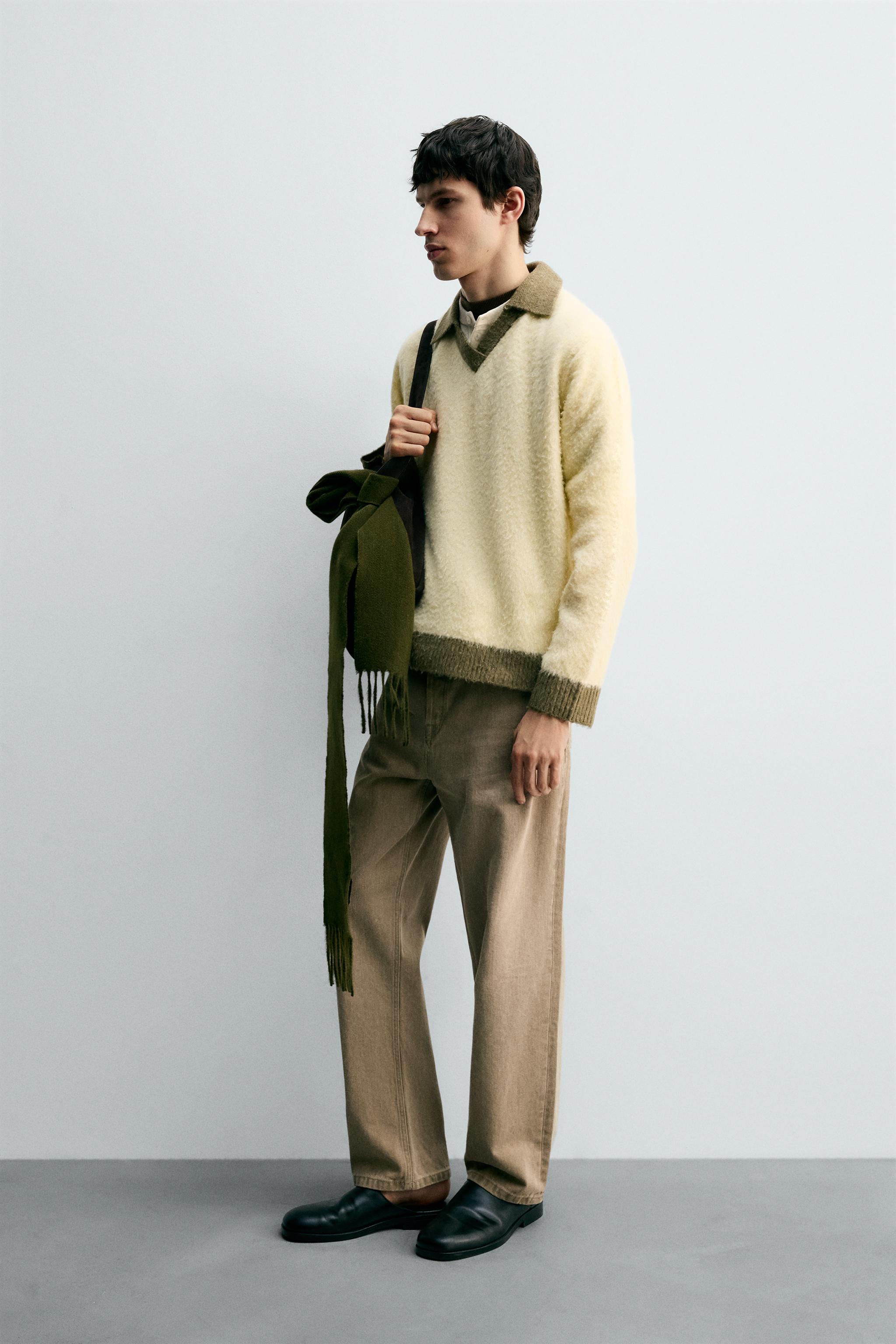 CONTRAST KNIT POLO SHIRT WITH WOOL