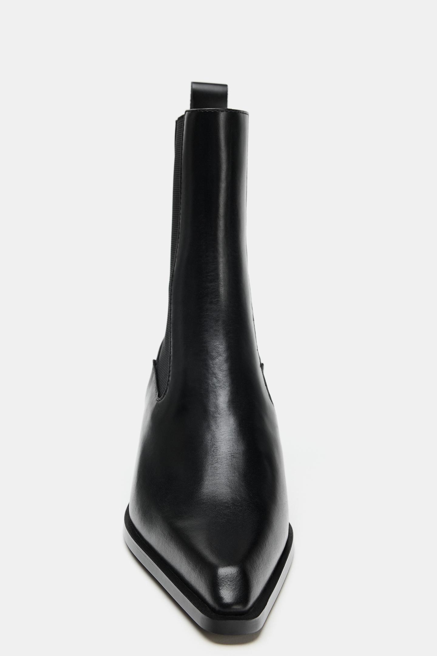 Женские ботинки Zara Combined Kitten Heel Booties, цвет: Чёрный — фото 4