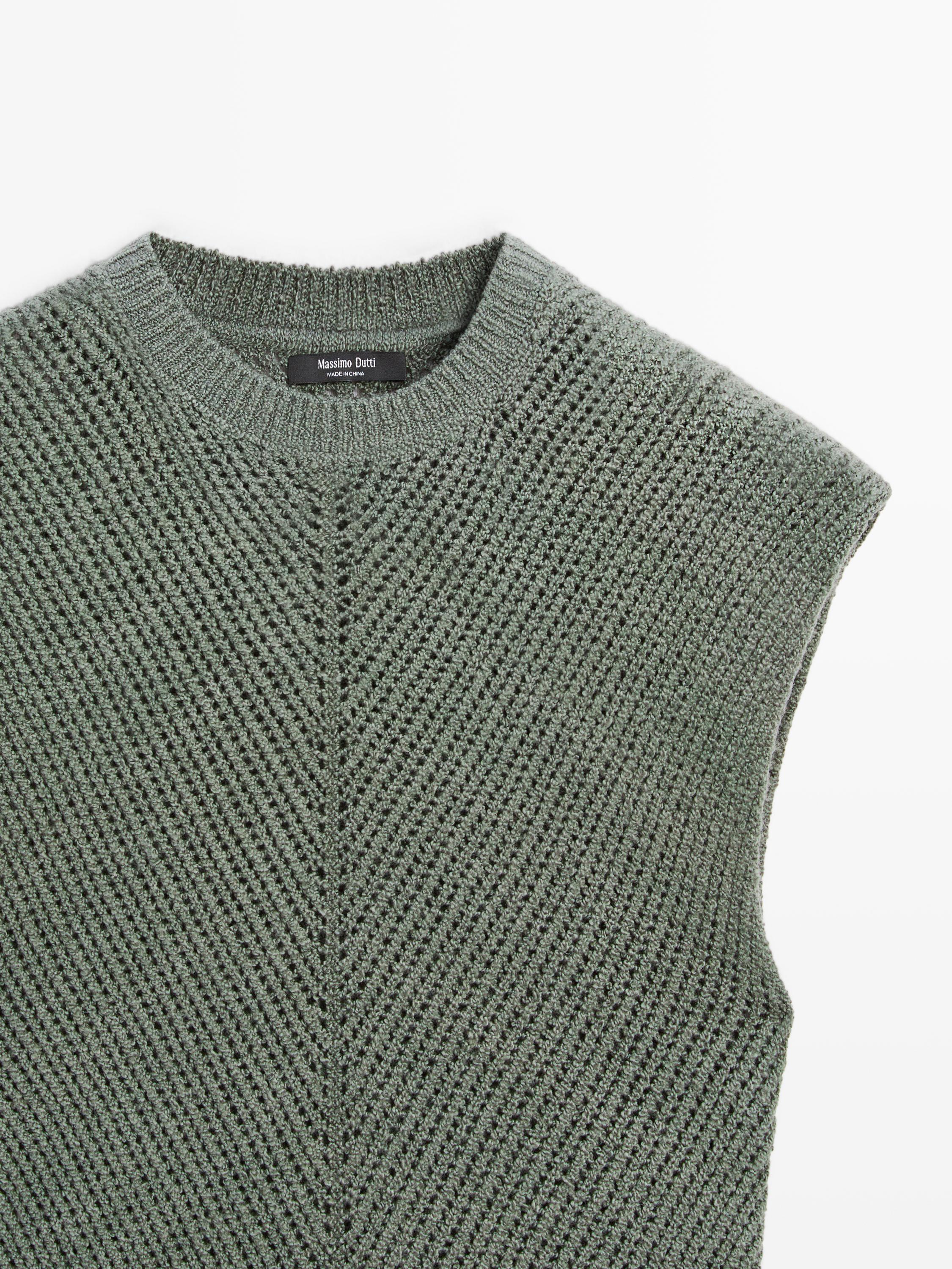 Top en maille sans manches à ajours fantaisie