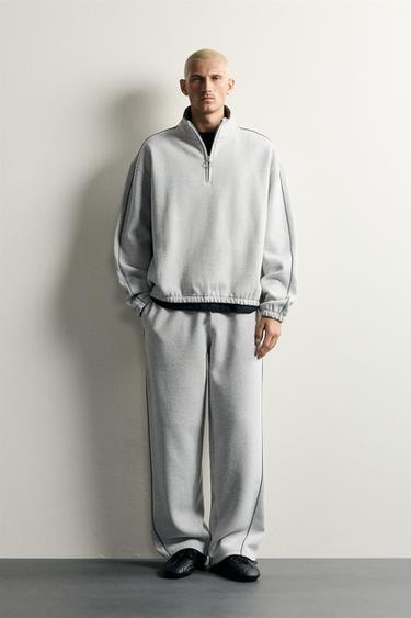 CONTRAST ZIP SWEATSHIRT - Grey marl by Zara - Image 0