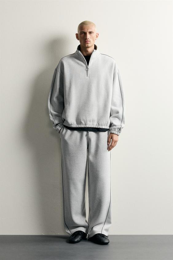 CONTRAST ZIP SWEATSHIRT - Grey marl by Zara - Image 0