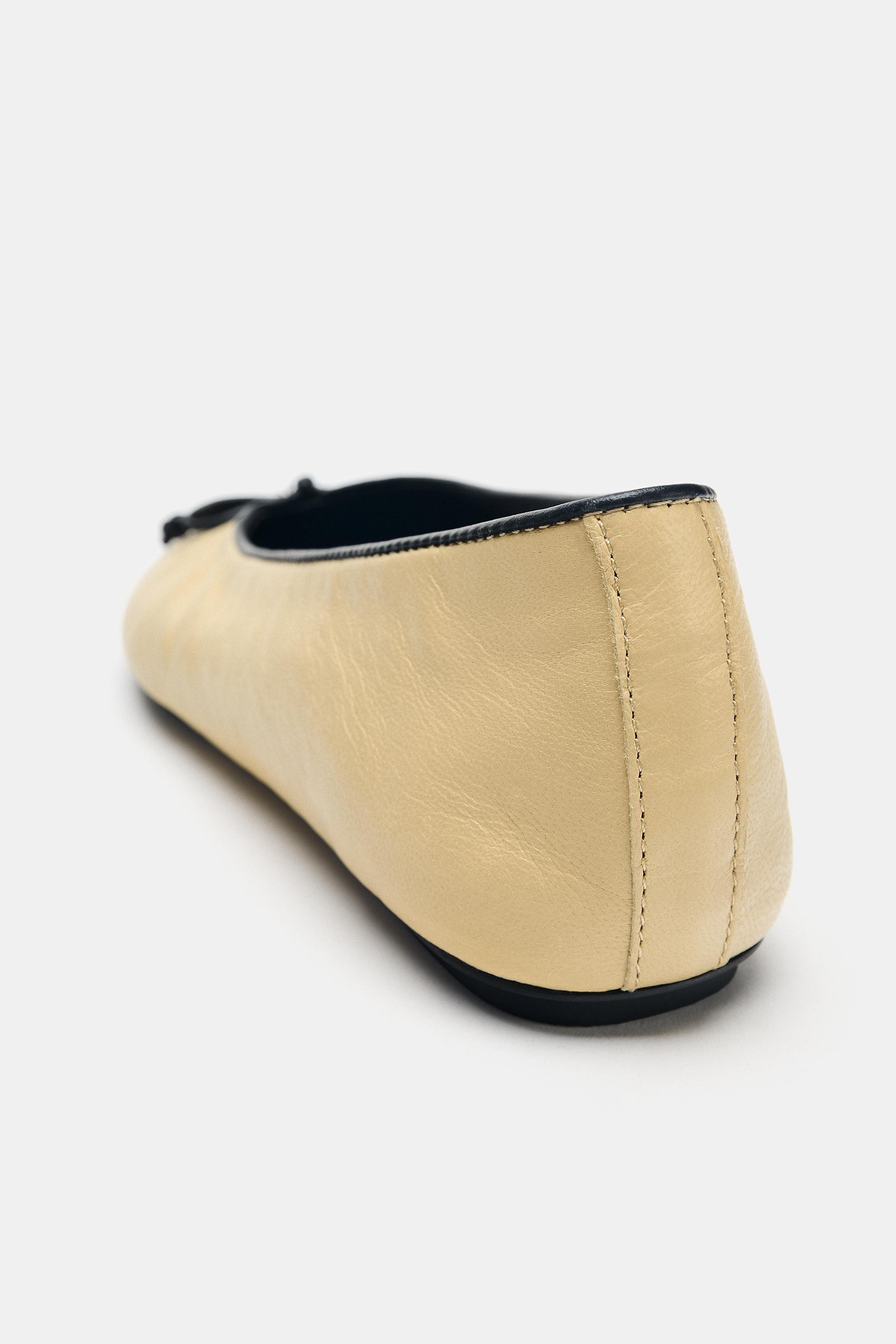 LEATHER BOW BALLET FLATS