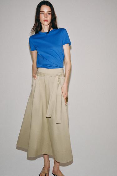 Zara INTERLOCK SHORT SLEEVE T-SHIRT - Electric blue