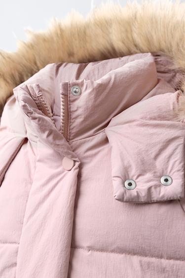 DOUDOUNE EN PLUME ET DUVET DÉPERLANTE ET CAPUCHE EFFET FOURRURE AMOVIBLE - Rose de Zara - Image 5