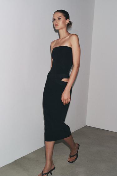 JUPE STRETCH CUT OUTS - Noir de Zara