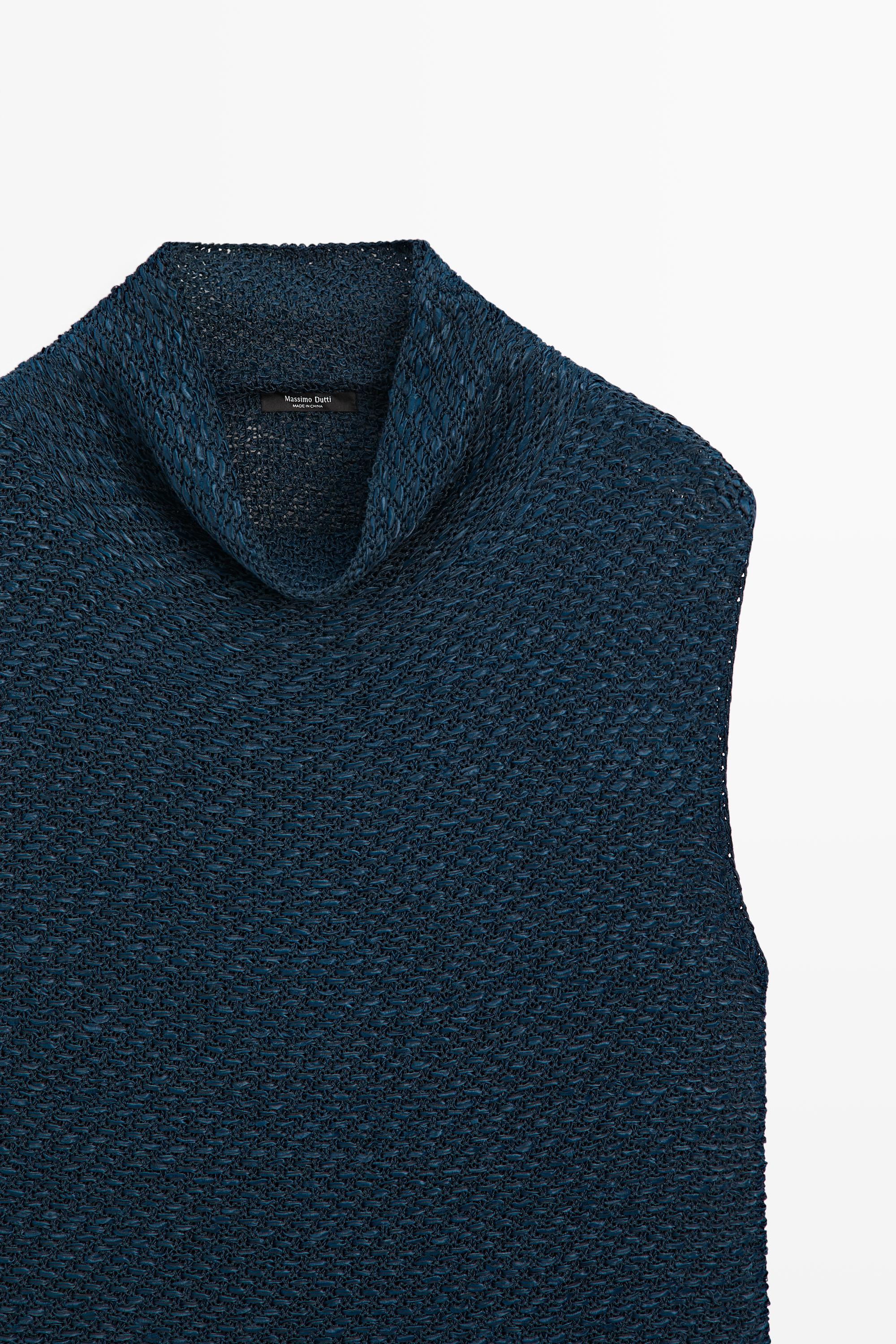 Cotton blend roll neck top