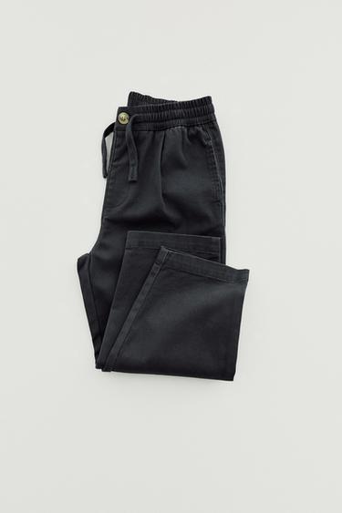 Zara STRAIGHT CHINO PANTS - Navy blue