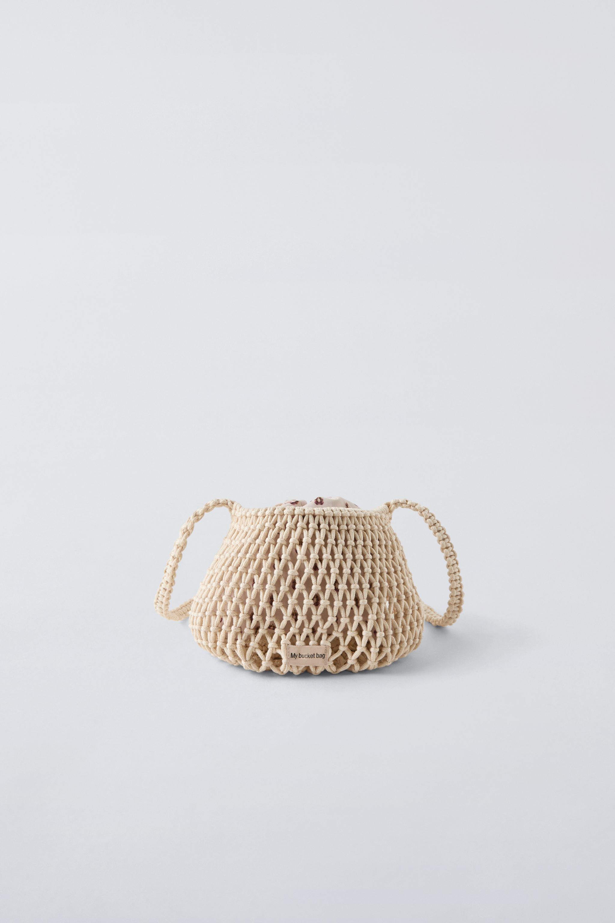 ZARA Crocheted sale Crossbody Bucket Bag