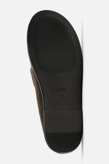 LEATHER MULE LOAFERS - Taupe Grey by Zara - Image 3
