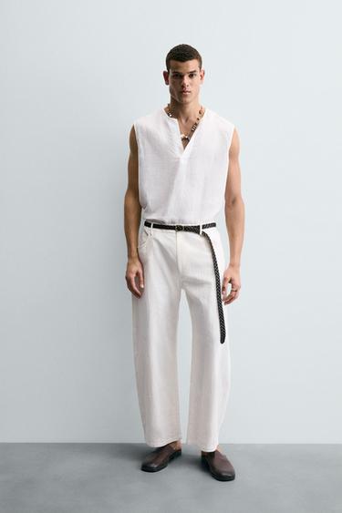 CALÇA CHINO RELAXED FIT FILIPE JARDIM X ZARA - Branco-marfim da Zara - Imagem 0