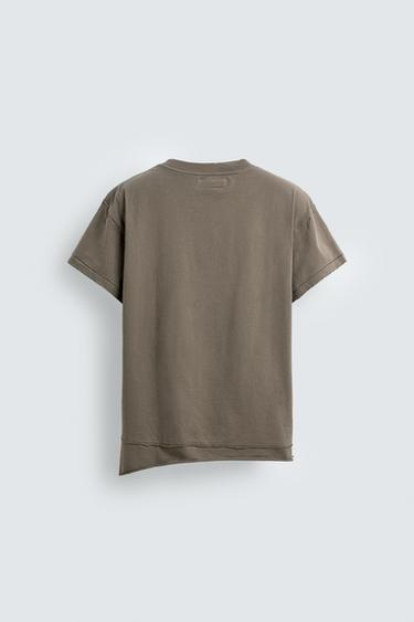 IRREGULAR FINISH T-SHIRT - Stone by Zara - Image 7