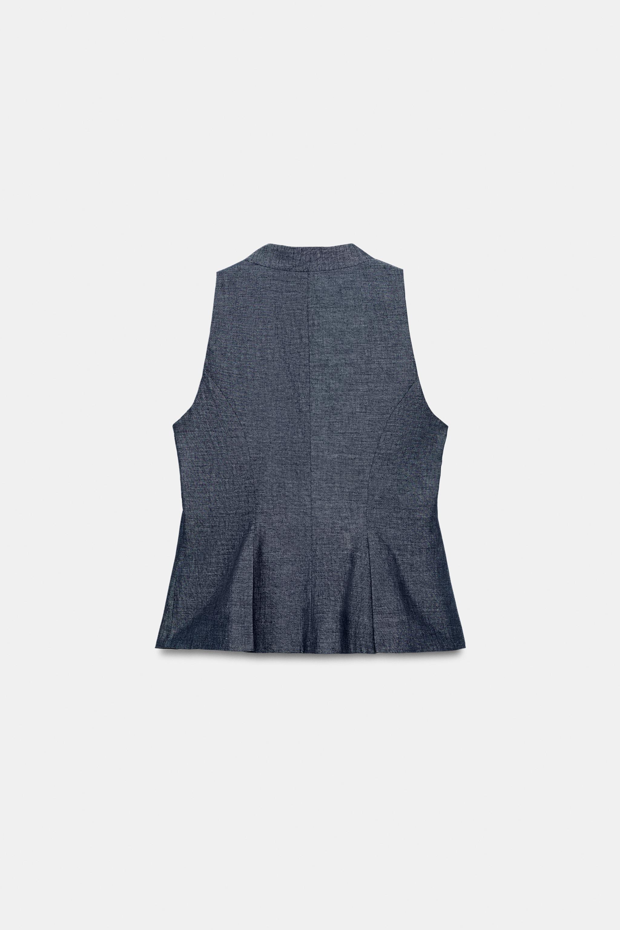 Женские жилеты Zara LINEN DOUBLE BREASTED VEST — фото 6