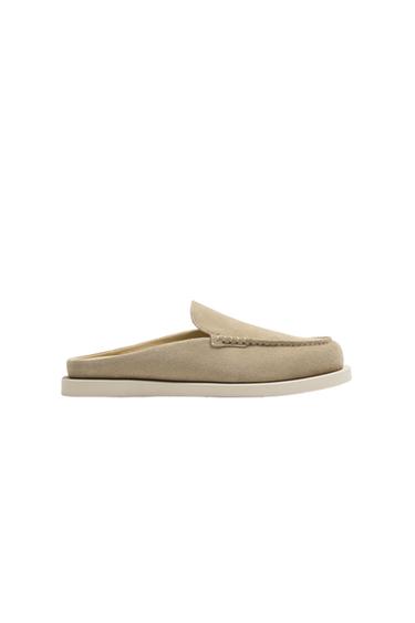 MOCASÍN PIEL DESTALONADO - Beige de Zara