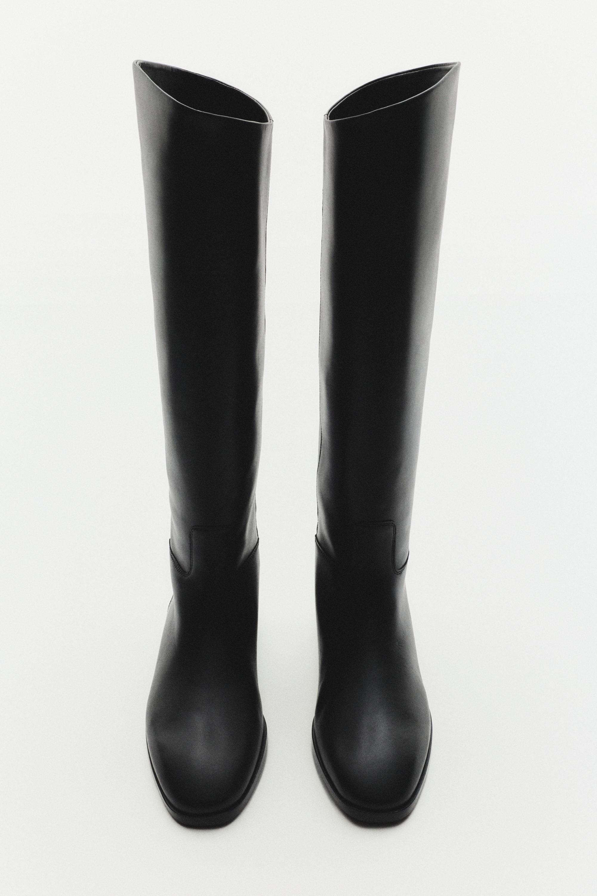Knee-high leather boots - Made in Spain — Black