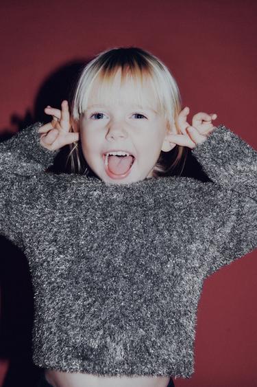 SHIMMER FAUX FUR KNIT JUMPER - Silver by Zara