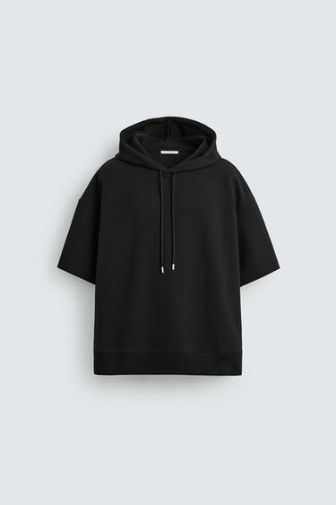 Zara TECHNICAL HOODED SWEATSHIRT - Black