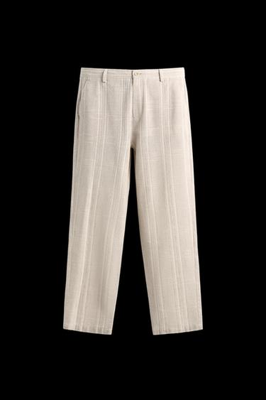 Zara REGULAR FIT STRIPED PANTS - Oyster-white - Image 0