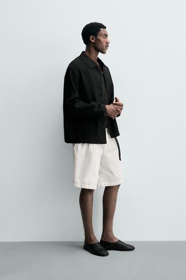 SURCHEMISE REGULAR FIT 100% LIN - Noir de Zara - Image 3
