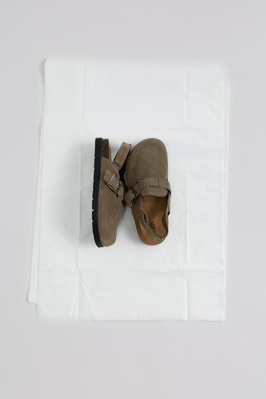STORIESZ - SPLIT SUEDE CLOGS - Sand Brown by Zara