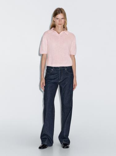 Jersey polo punto mezcla alpaca - Rosa palo de Zara