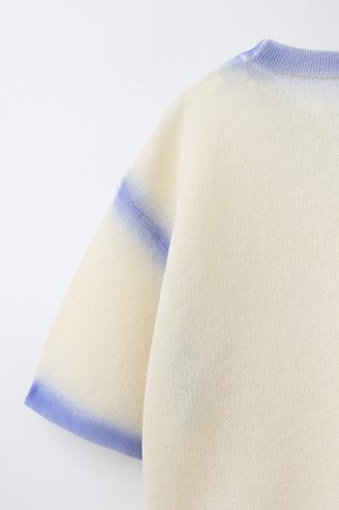 SHORT SLEEVE JUMPER WITH TIE DYE TRIMS - Ecru by Zara - Image 3