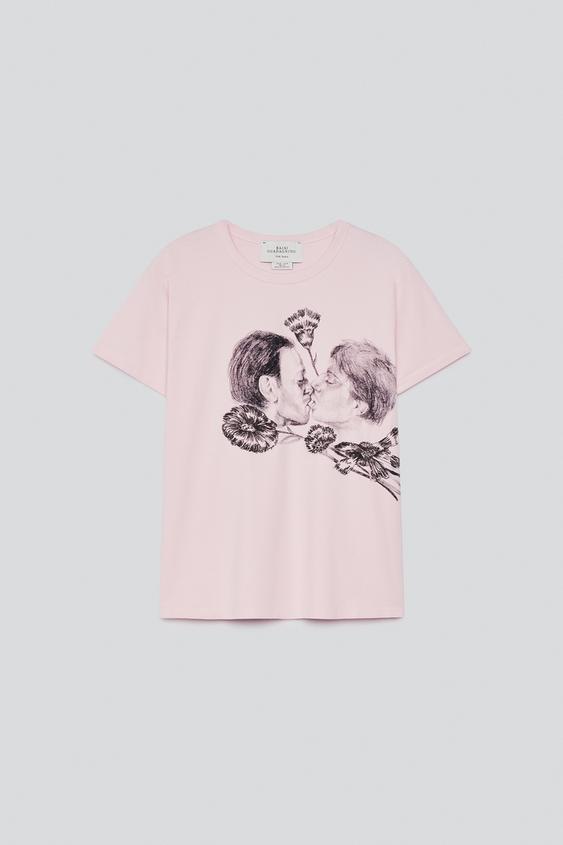 KISS PRINT T-SHIRT - White / Pink by Zara - Image 0