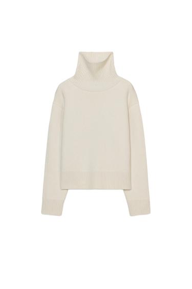 WOOL HIGH NECK JUMPER - Ecru by Zara
