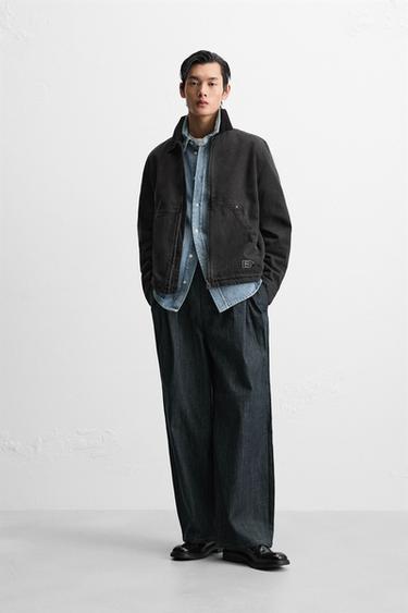 Zara 同色系標準領外套 - 黑色