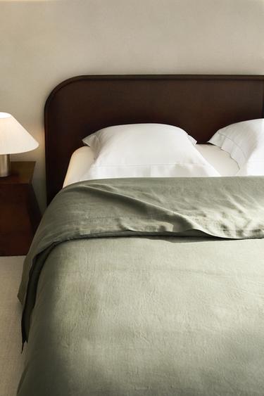 WASHED LINEN DUVET COVER (140 GxM²) - Green / Blue by Zara