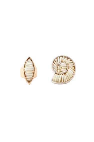 PACK 2 MAXI ANILLOS OVALADO CONCHA - Crudo de Zara