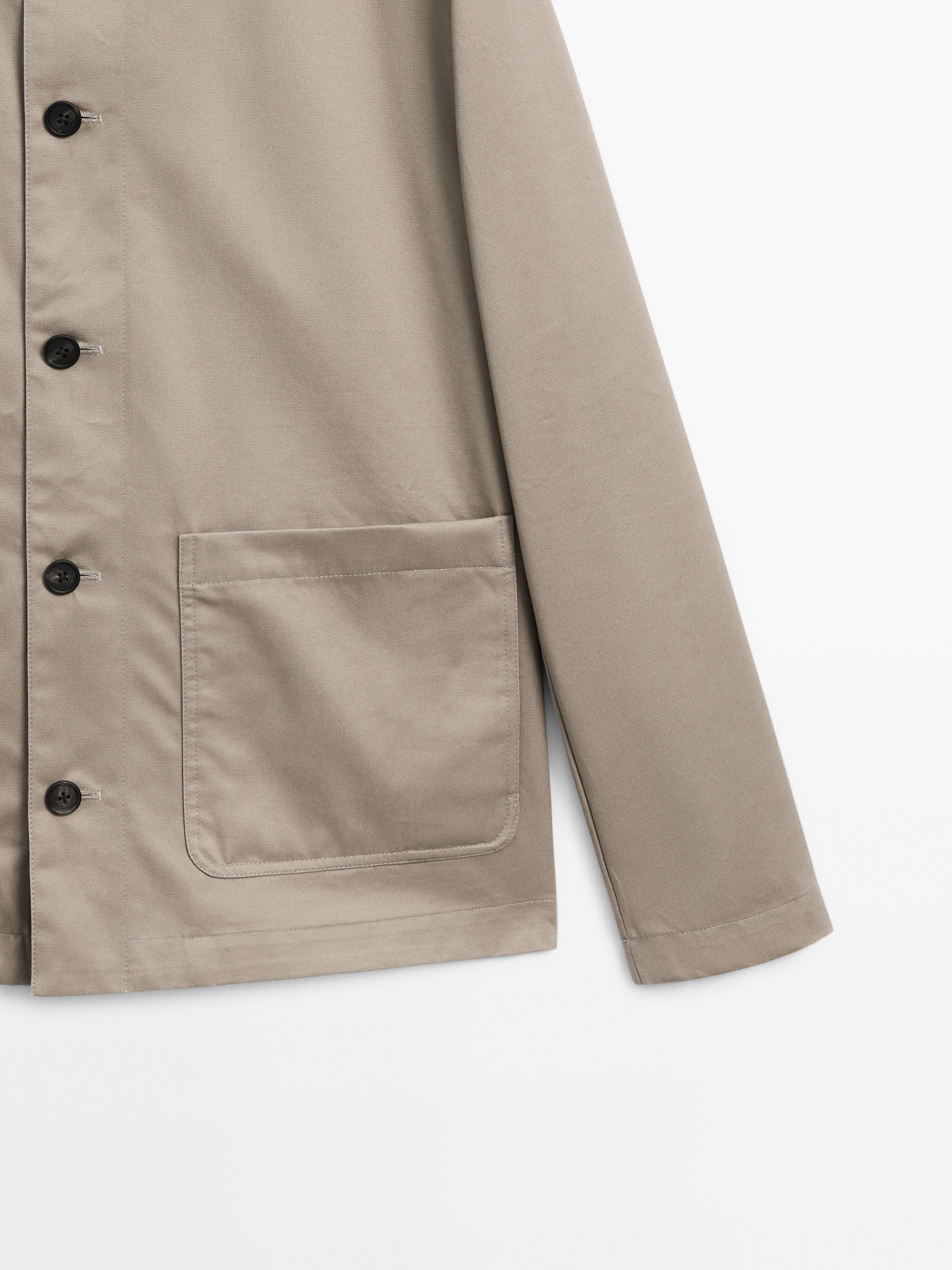 Short jacket with leather collar detail - Stone | ZARA