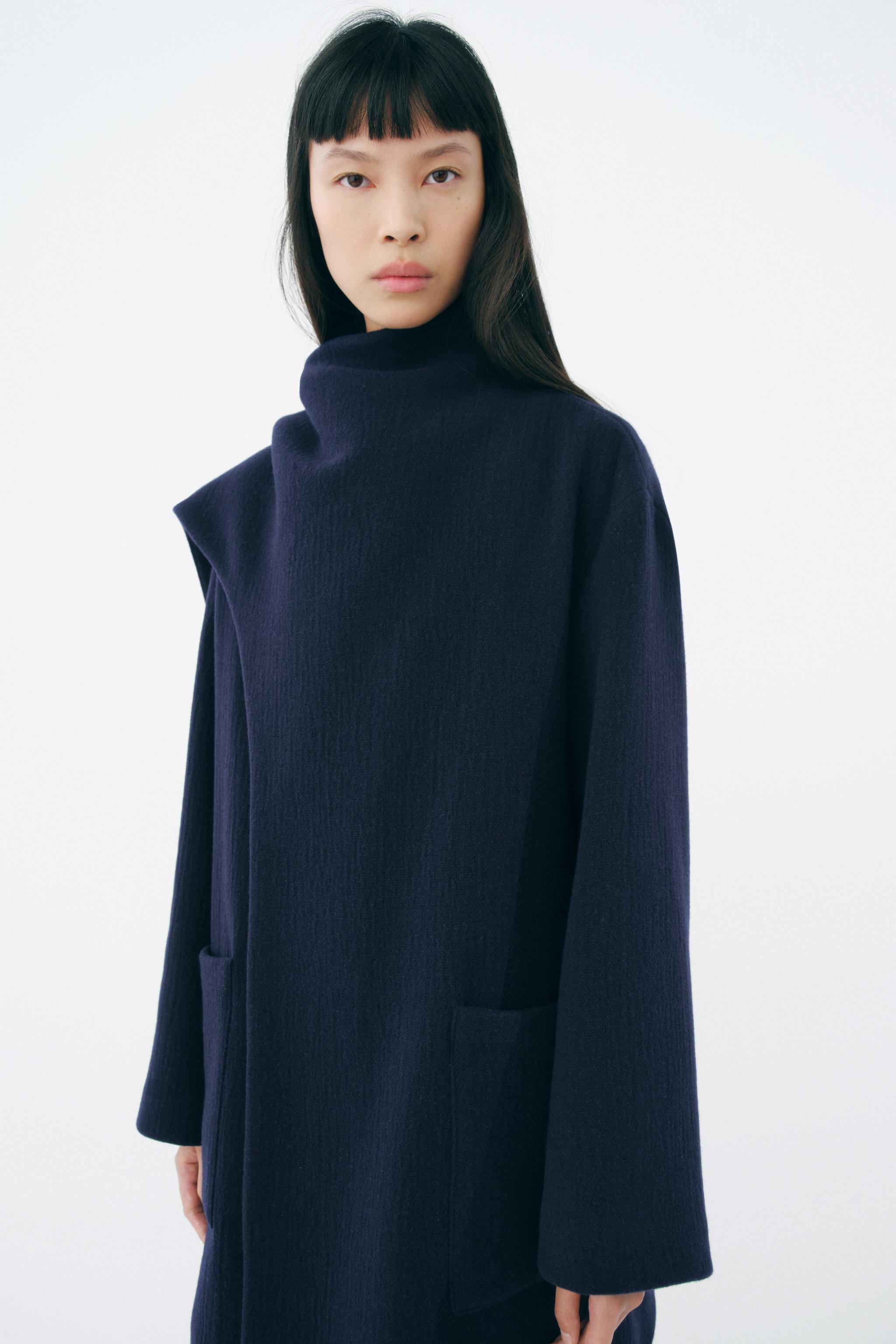 Navy zara coat best sale