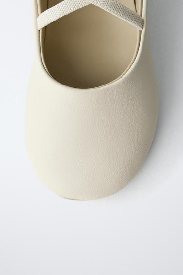 LEATHER BALLERINAS - Ecru White by Zara - Image 4