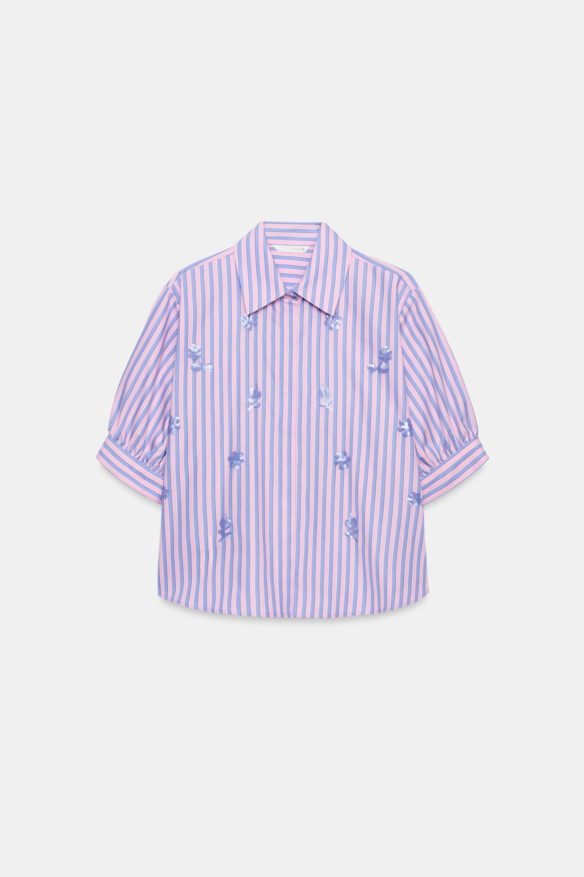 SEQUINED STRIPED SHIRT