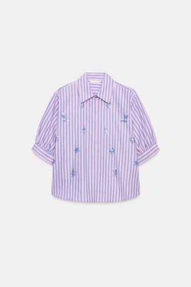 Zara SEQUINED STRIPED SHIRT - Pink / Lilac